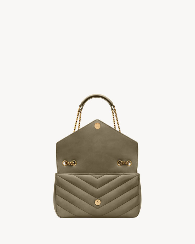 LOULOU MEDIUM EN CUIR MATELASSÉ  - YSL - Vert kaki