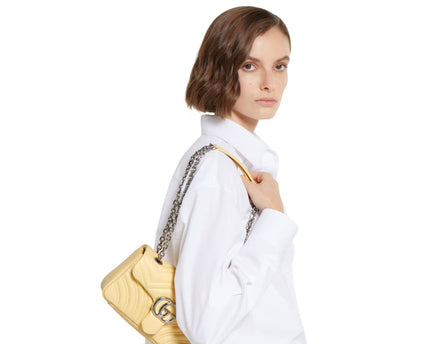 Sac à épaule GG Marmont petit format - Beige
