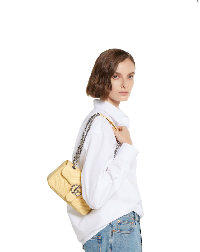 Sac à épaule GG Marmont petit format - Beige