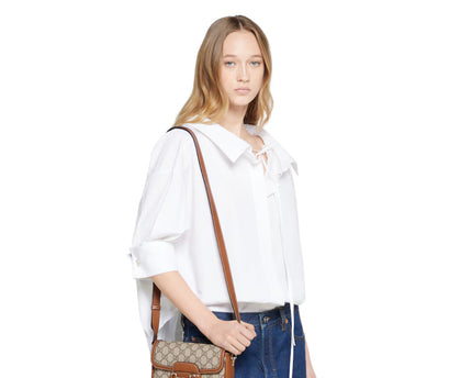 Sac à épaule Gucci Horsebit 1955 Soft petit format - Marron