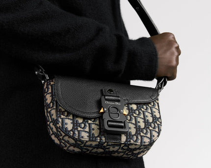 Mini sac Messenger Dior à rabat Saddle Toile - Beige