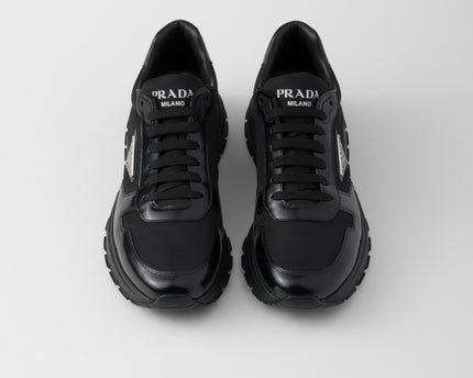 Basket Prada Noir en cuir brossé