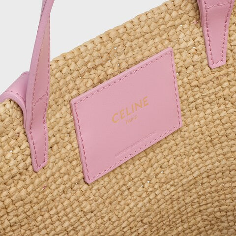 Celine - Classic Panier petit modèle Souple Raphia et veau - ROSE