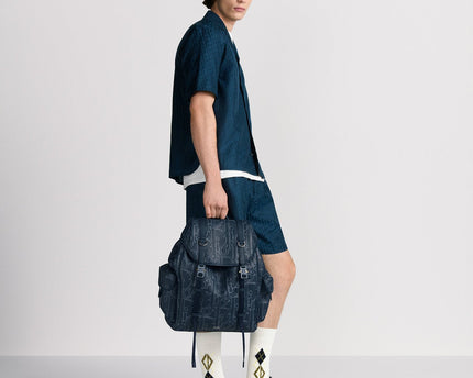 Sac à dos à rabat Dior Hit The Road - Bleu nuit