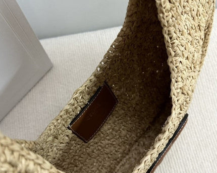 Celine - HOBO BAG IN Raffia and Calfskin