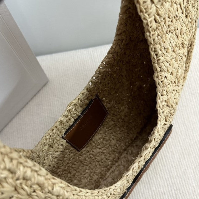 Celine - HOBO BAG IN Raffia and Calfskin