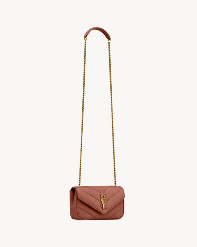 LOULOU MINI EN CUIR D'AGNEAU  - YSL - Rouge bordeau