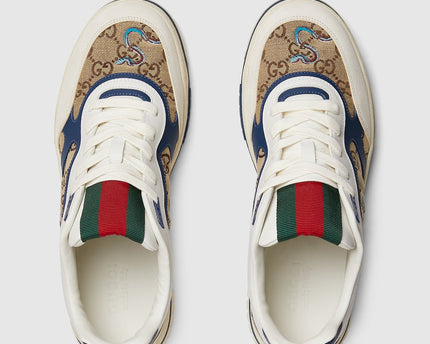 BASKETS GUCCI RE-WEB POUR HOMME - BLEU BLANC