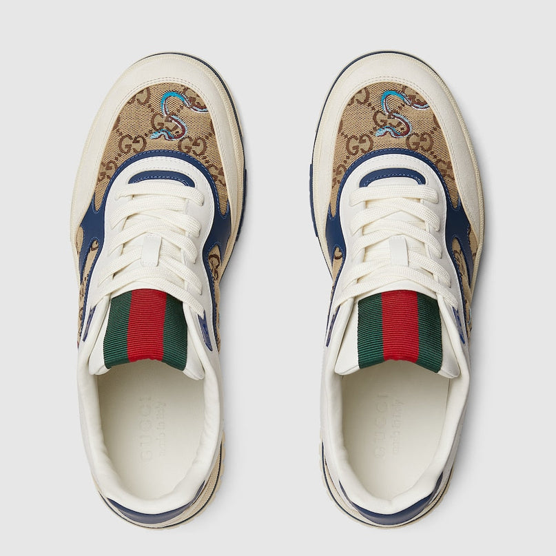 BASKETS GUCCI RE-WEB POUR HOMME - BLEU BLANC