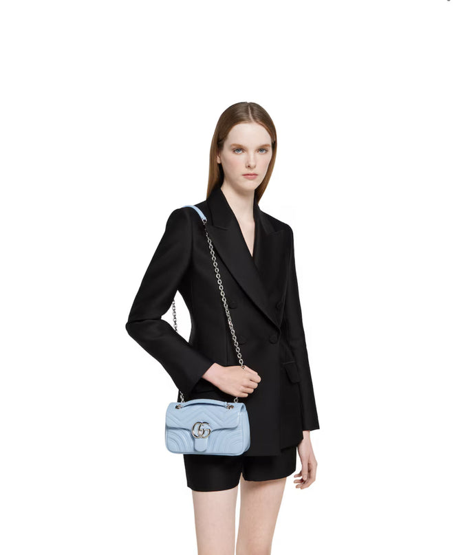 Sac à épaule GG Marmont petit format - Bleu ciel