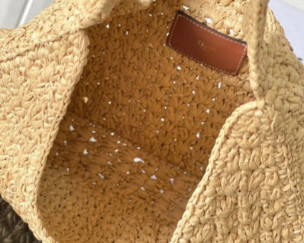 C­eli­ne - Classic Panier Cabas Triangle Raffia Calfskin