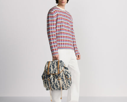 Sac à dos à rabat Dior Hit The Road - Bleu motif blanc