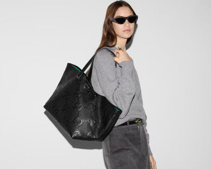 Cabas en toile GG moyen format - Noir