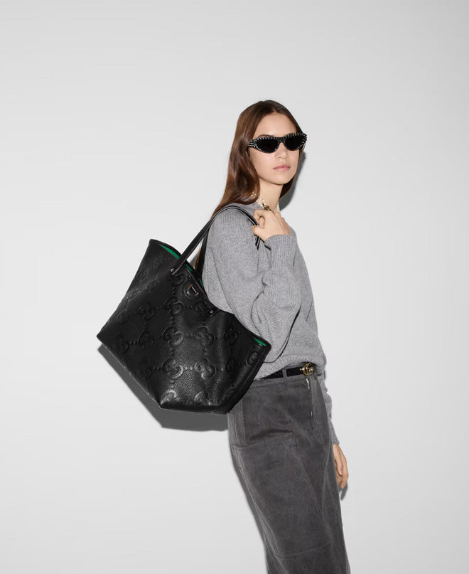 Cabas en toile GG moyen format - Noir