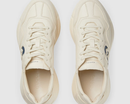 BASKETS EN CUIR RHYTON GUCCI - BLANC