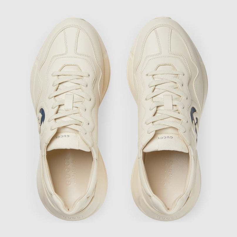 BASKETS EN CUIR RHYTON GUCCI - BLANC