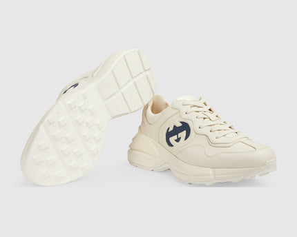 BASKETS EN CUIR RHYTON GUCCI - BLANC