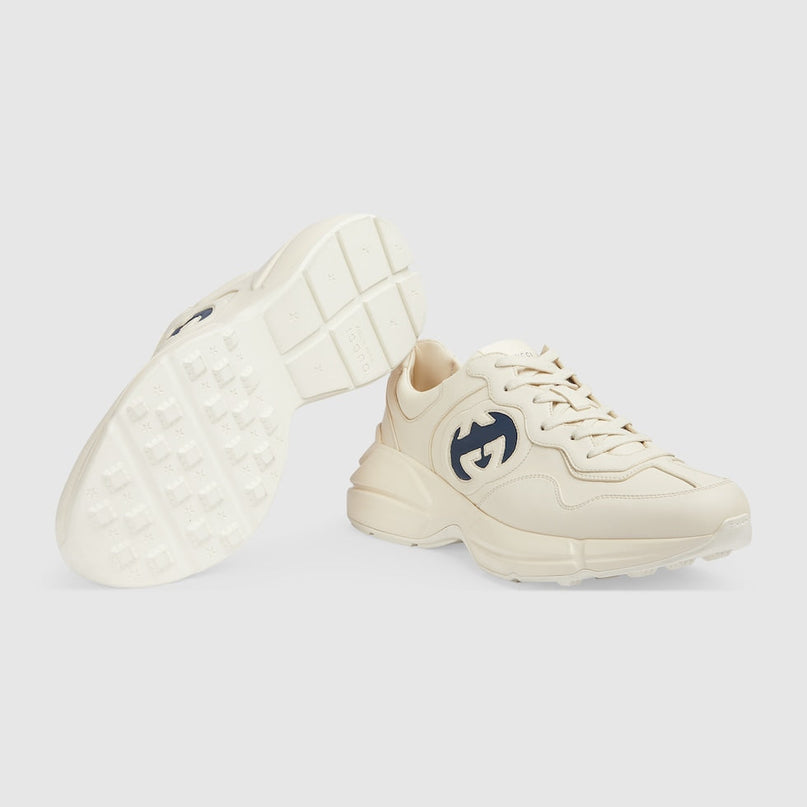 BASKETS EN CUIR RHYTON GUCCI - BLANC