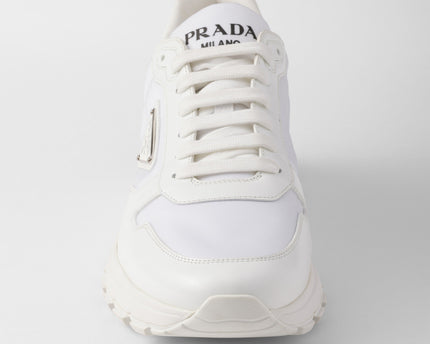 Basket Prada Blanc en cuir brossé