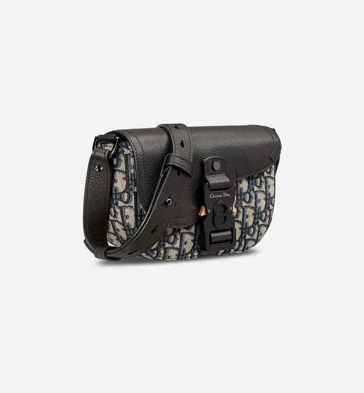 Mini sac Messenger Dior à rabat Saddle Toile - Beige