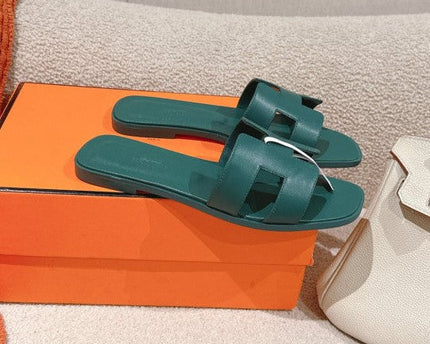 Hermes - Claquettes Vert Bouteille