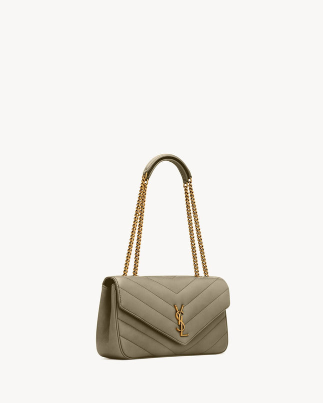LOULOU MEDIUM EN CUIR MATELASSÉ  - YSL - Vert kaki
