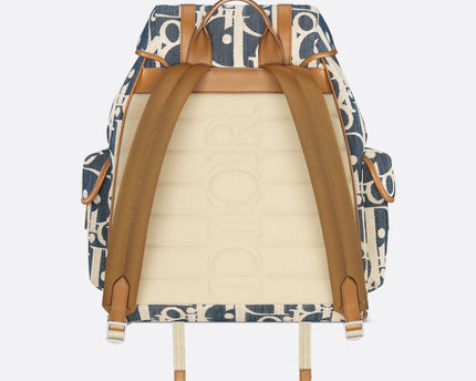 Sac à dos à rabat Dior Hit The Road - Bleu motif blanc