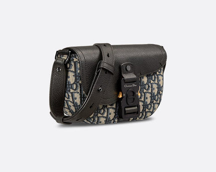 Mini sac Messenger à rabat Saddle Dior Noir et Beige