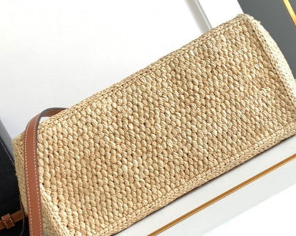 C­eli­ne - Small Cabas Thais Raffia Calfskin Top