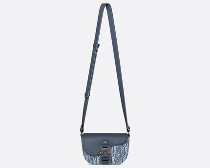 Mini sac Messenger Dior à rabat SaddleToile - Bleu jeans