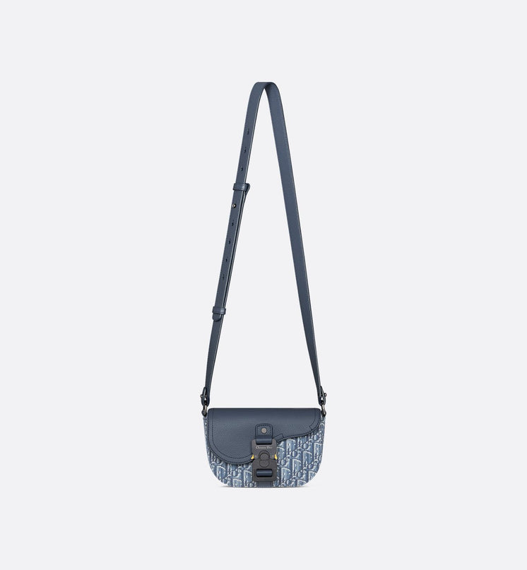 Mini sac Messenger Dior à rabat SaddleToile - Bleu jeans