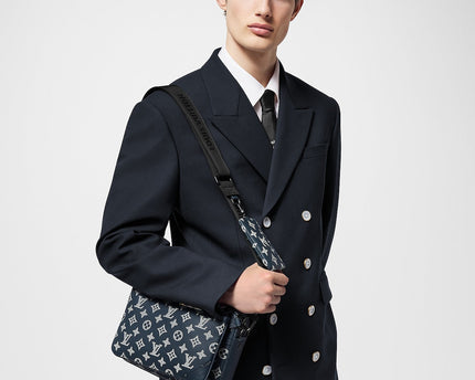 Sac Trio Messenger - LV - Bleu motif blanc