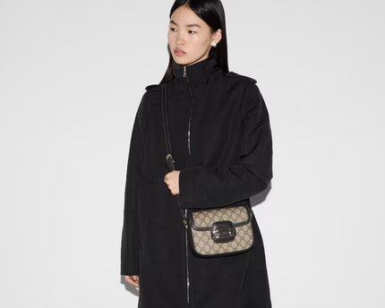 Sac à épaule Gucci Horsebit 1955 Soft petit format - Noir