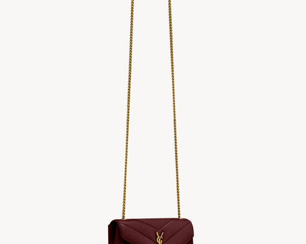 LOULOU MINI EN CUIR D'AGNEAU  - YSL - Rouge Pourpre