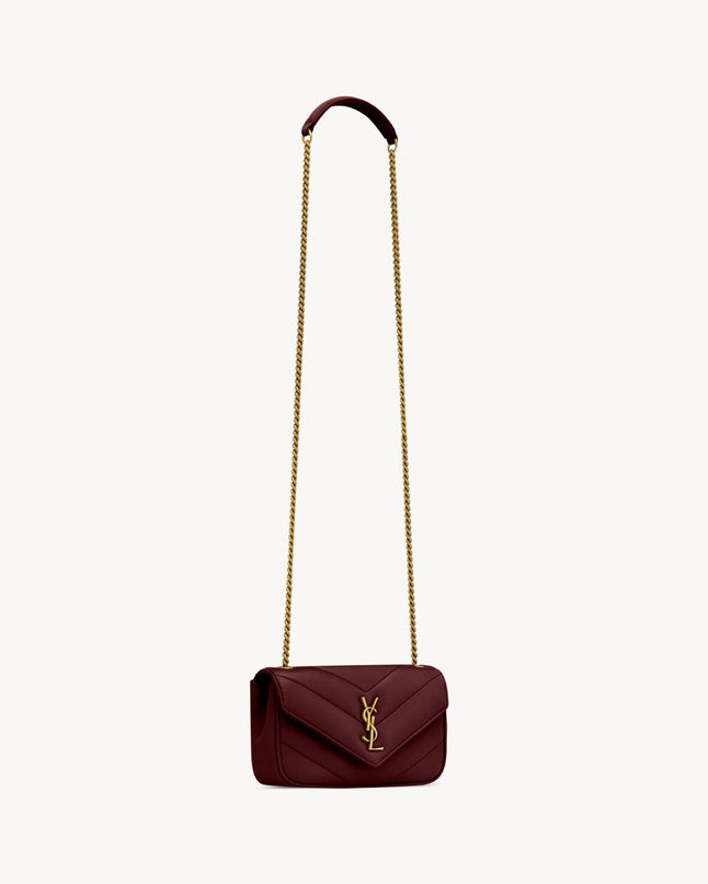 LOULOU MINI EN CUIR D'AGNEAU  - YSL - Rouge Pourpre