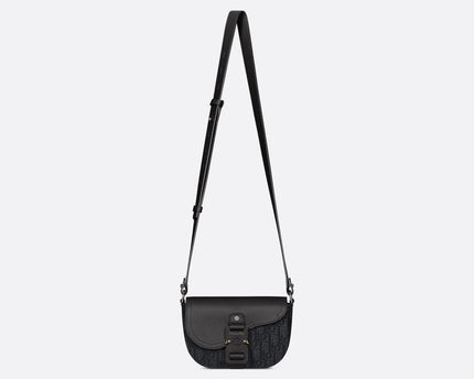 Mini sac Messenger Dior à rabat Saddle Toile - Noir