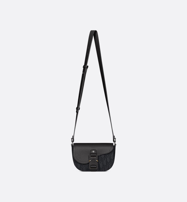 Mini sac Messenger Dior à rabat Saddle Toile - Noir