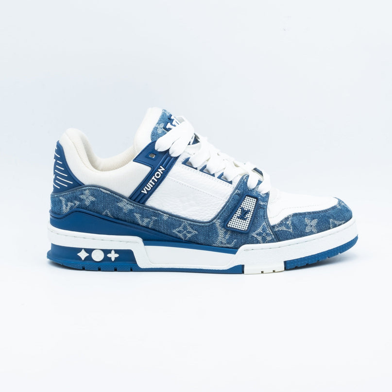 Sneaker LV Trainer Monogram Denim White Blue