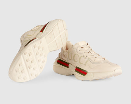 BASKETS EN CUIR RHYTON GUCCI - BEIGE