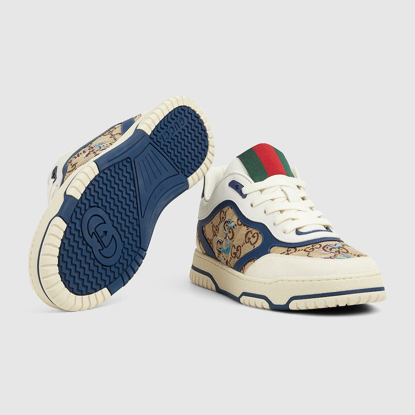 BASKETS GUCCI RE-WEB POUR HOMME - BLEU BLANC