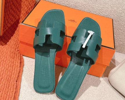 Hermes - Claquettes Vert Bouteille