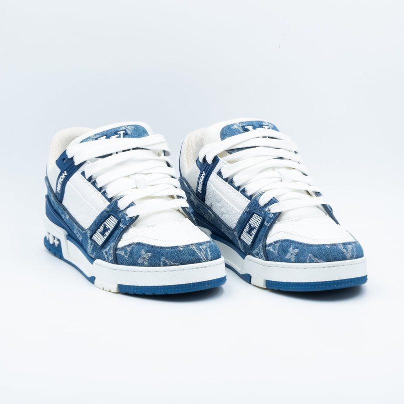 Sneaker LV Trainer Monogram Denim White Blue