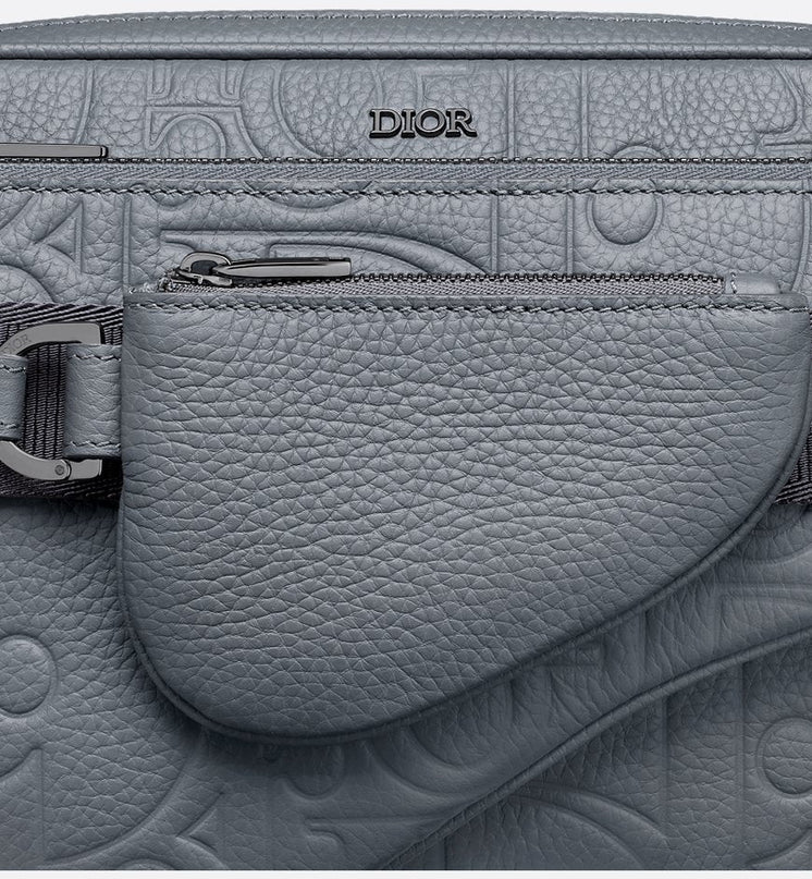 Triple Pouch Saddle Cuir Dior - Gris