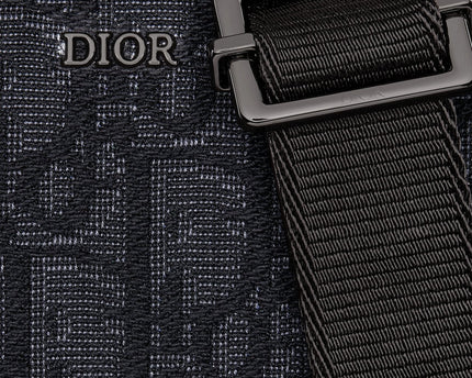 Pochette zippée à bandoulièreToile jacquard Dior Oblique Noir
