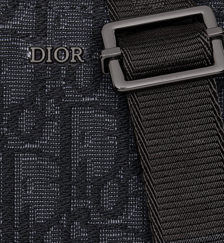 Pochette zippée à bandoulièreToile jacquard Dior Oblique Noir