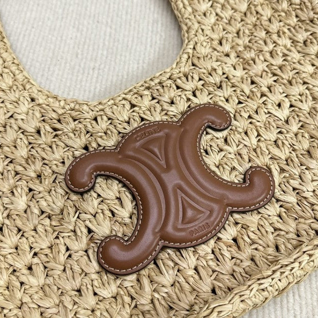 Celine - HOBO BAG IN Raffia and Calfskin