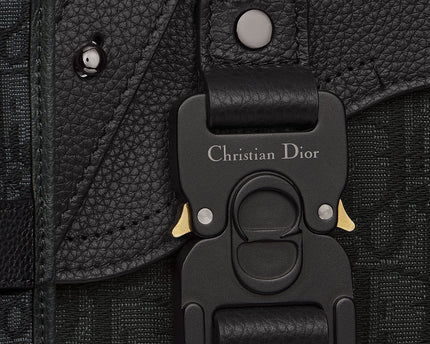 Mini sac Messenger Dior à rabat Saddle Toile - Noir