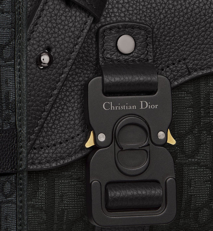 Mini sac Messenger Dior à rabat Saddle Toile - Noir