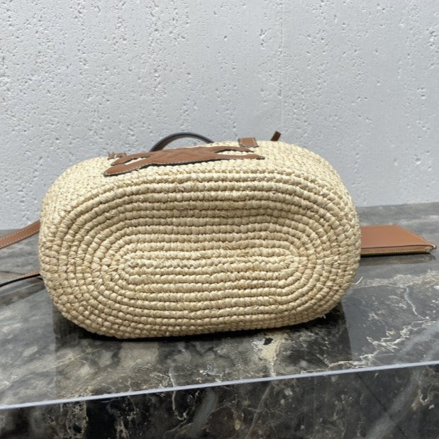 Celine - Classic Panier petit modèle Souple Raphia et veau