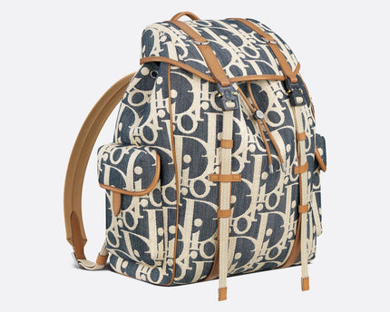 Sac à dos à rabat Dior Hit The Road - Bleu motif blanc